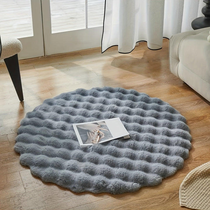 Round fluffy rug for stylish rooms – Soft rug for living room & bedroom | Kalsten