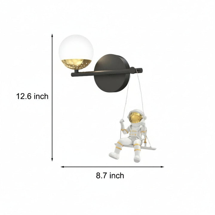 LED Wall Sconce Light – Modern Astronaut Swing Resin Acrylic (32x22cm / 12.6x8.7in) | Kalsten