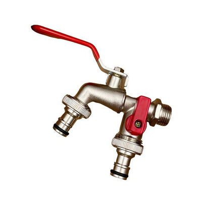 Karnz | Dual-Outlet Stainless Steel Garden Faucet – Rustproof 2-Way Faucet with Quick Connector & Independent Valves