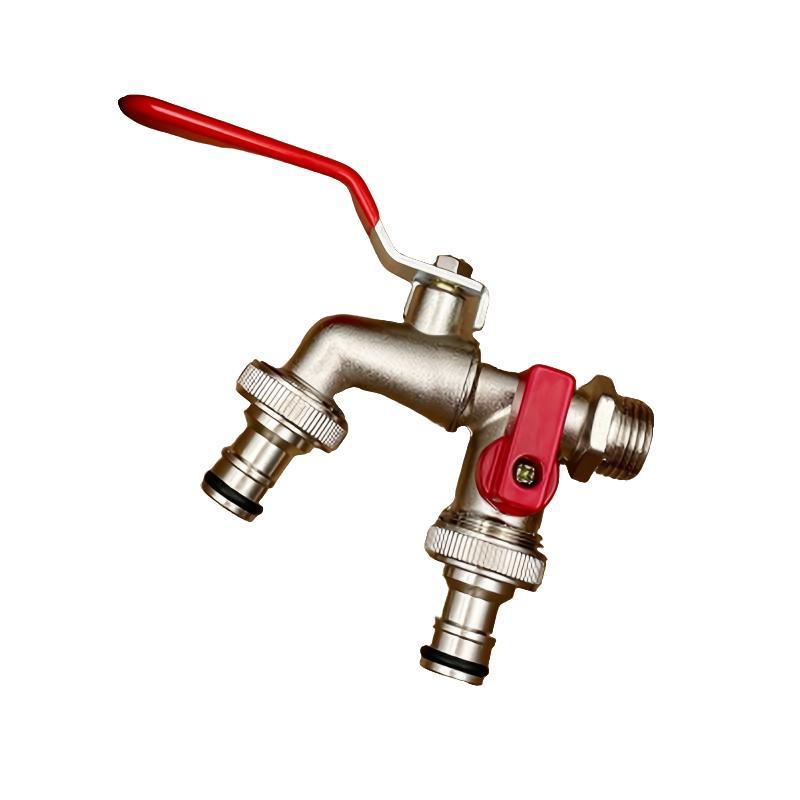 Brehn | Dual-Outlet Stainless Steel Garden Faucet – Rustproof 2-Way Faucet with Quick Connector & Independent Valves