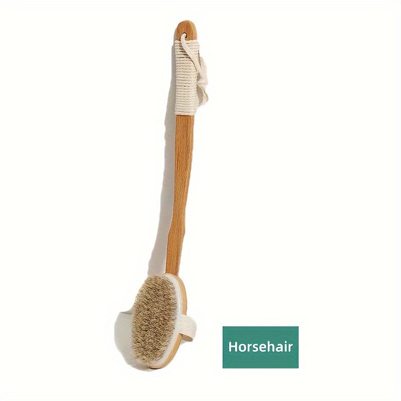 Back Wild Boar Bristle Cleaning Sponge for the Shower - Long Wooden Handle Bath Sponge Brush, soft natural bristles for back cleaning Kalsten