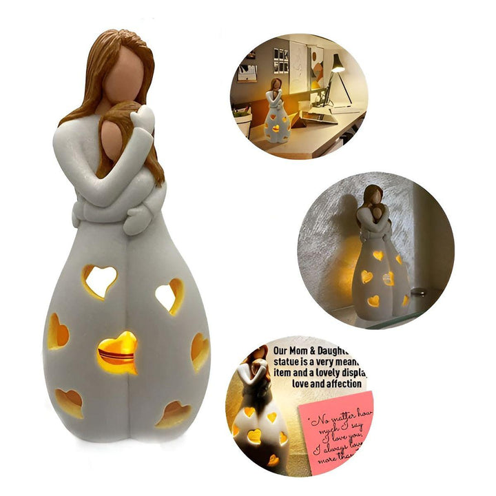 Embrace Glow - Embracing Mother Daughter Statue Flickering Candle Holder | Kalsten