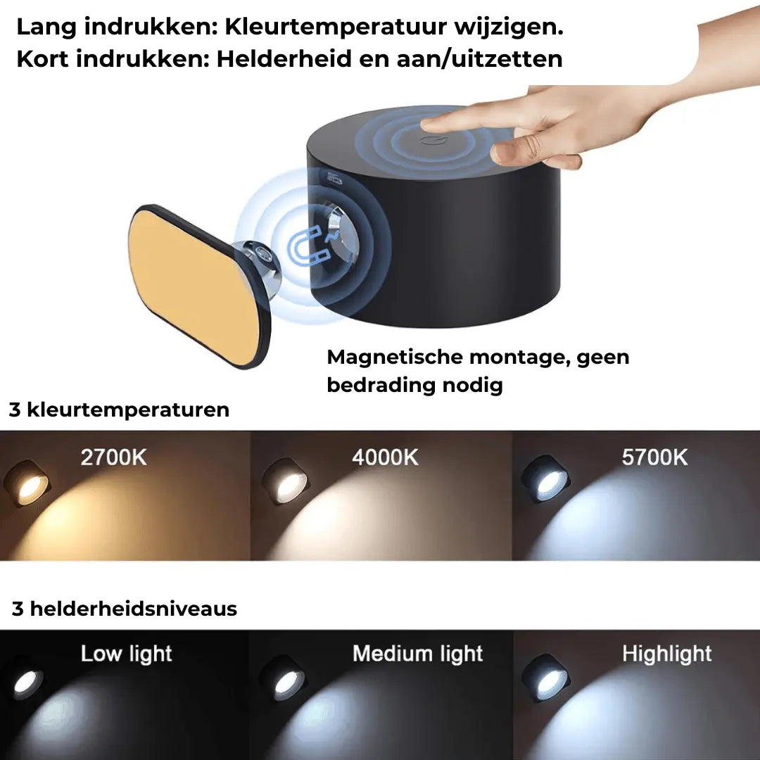 Wall lamp Rechargeable Wireless 360° | Kalsten