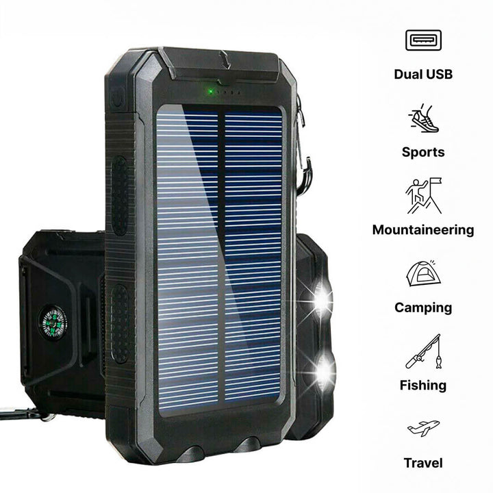 Solar Powered Waterproof Power Bank with USB Charger and Flashlight Kalsten