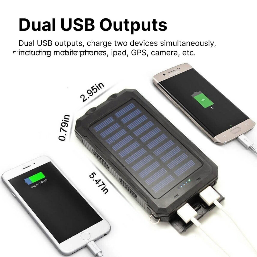 Solar Powered Waterproof Power Bank with USB Charger and Flashlight Kalsten