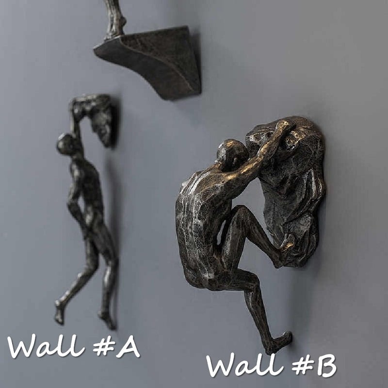 Kalsten | Wall Climbing Man Sculpture | Modern Resin Wall Art Decor | Creative Hanging Statue