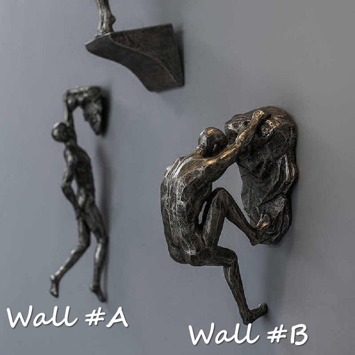 Kalsten | Wall Climbing Man Sculpture | Modern Resin Wall Art Decor | Creative Hanging Statue