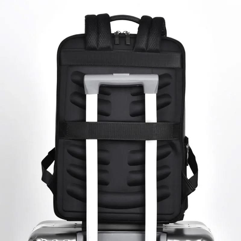 Kalsten | Elegant leather rucksack for men/women with USB port for laptop and everyday use, 15.6 inch, black