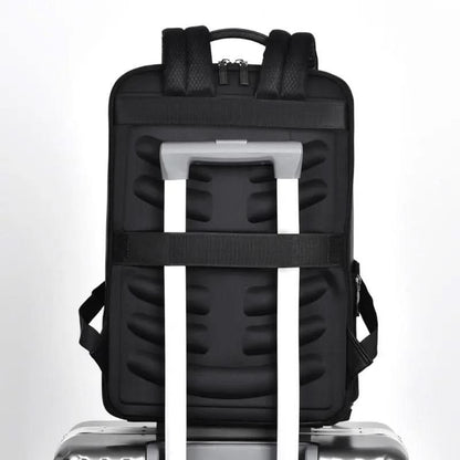 BowLift | Elegant leather rucksack for men/women with USB port for laptop and everyday use, 15.6 inch, black