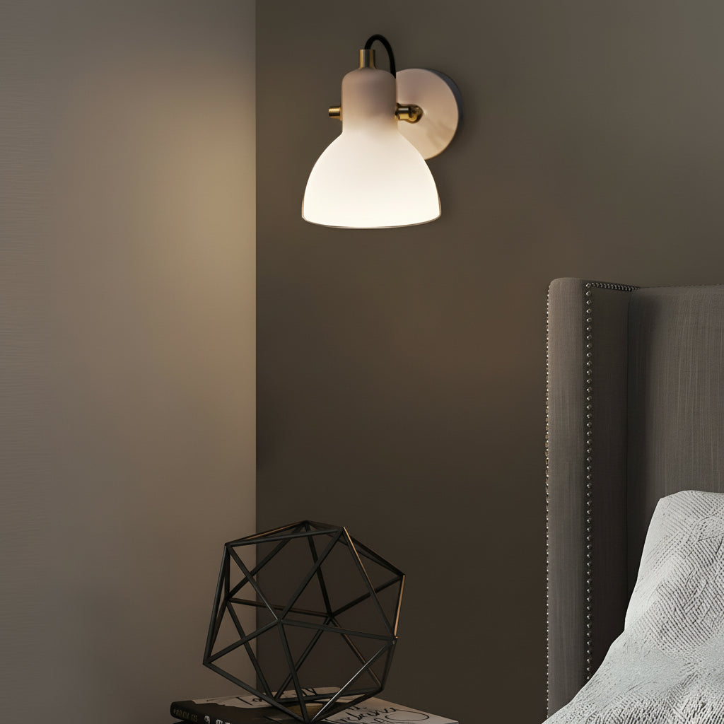 LED Wall Sconce Light – Modern Nordic Rotatable White Glass (18x12cm / 7.1x4.6in) | Kalsten
