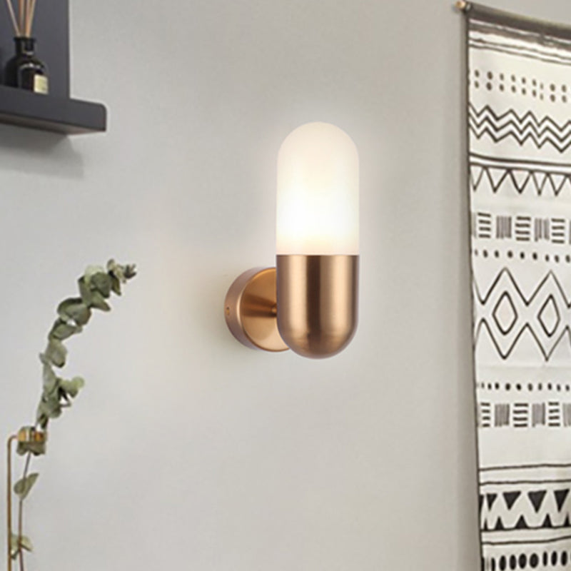 Capsule Metal Wall Sconce Light Postmodern 1 Light Black/Gray/White Wall Mounted Light for Bedroom | Kalsten