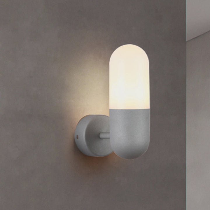 Capsule Metal Wall Sconce Light Postmodern 1 Light Black/Gray/White Wall Mounted Light for Bedroom | Kalsten