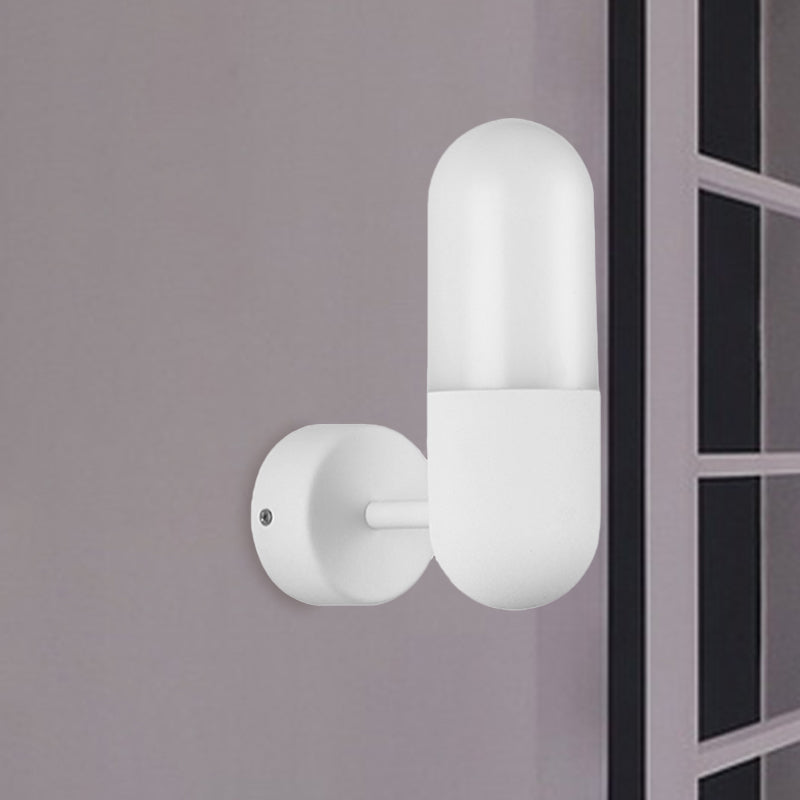 Capsule Metal Wall Sconce Light Postmodern 1 Light Black/Gray/White Wall Mounted Light for Bedroom | Kalsten