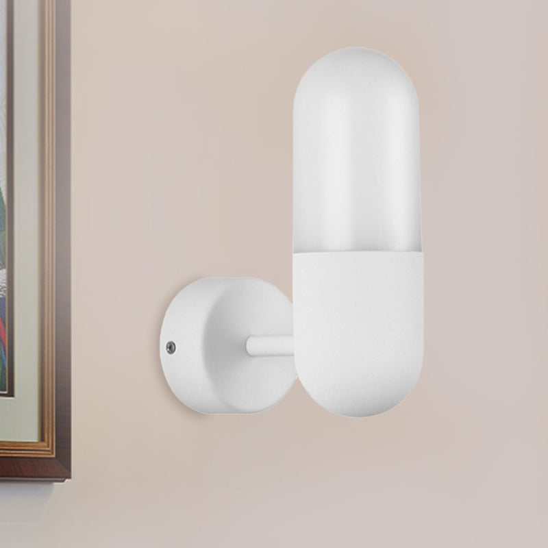 Capsule Metal Wall Sconce Light Postmodern 1 Light Black/Gray/White Wall Mounted Light for Bedroom | Kalsten