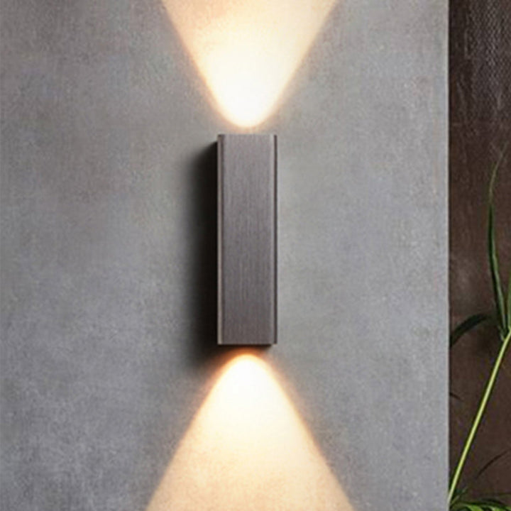 Modern Cuboid Wall Mounted Light Metal Living Room LED Up and Down Wall Sconce in Bronze/Gold/Coffee | Kalsten