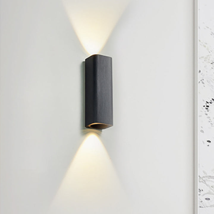 Modern Cuboid Wall Mounted Light Metal Living Room LED Up and Down Wall Sconce in Bronze/Gold/Coffee | Kalsten