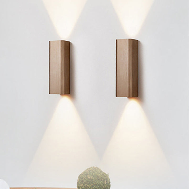 Modern Cuboid Wall Mounted Light Metal Living Room LED Up and Down Wall Sconce in Bronze/Gold/Coffee | Kalsten