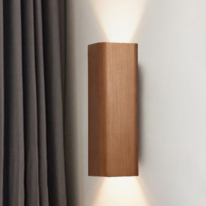 Modern Cuboid Wall Mounted Light Metal Living Room LED Up and Down Wall Sconce in Bronze/Gold/Coffee | Kalsten