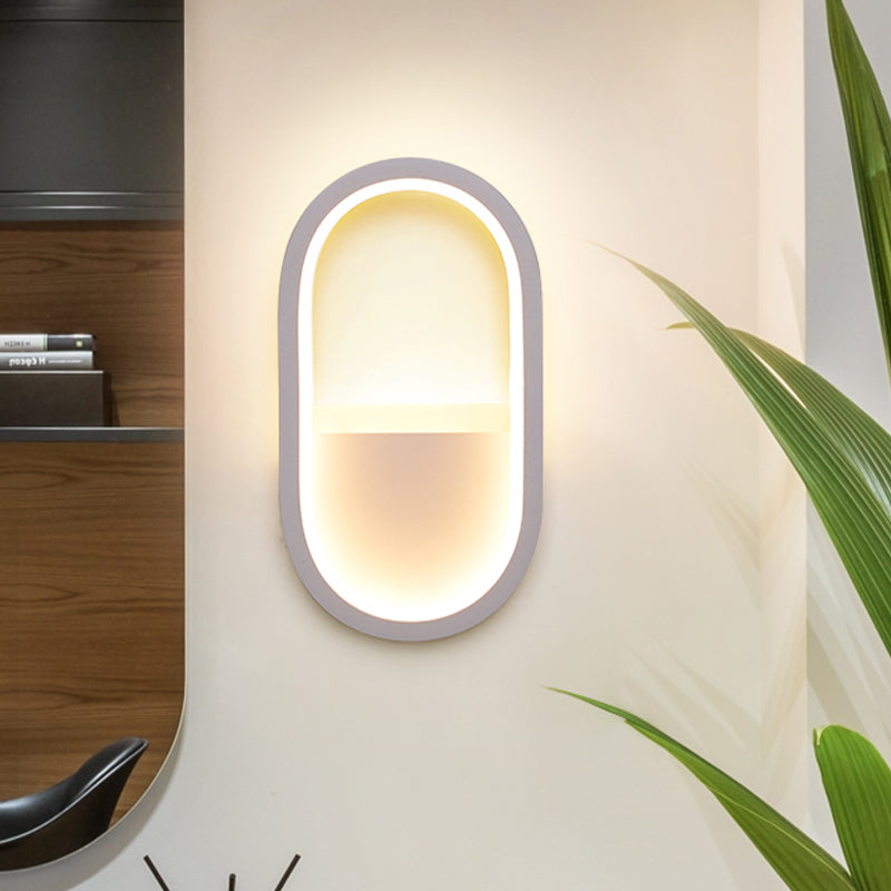 Oval Wall Light Fixture Contemporary Acrylic Black/White LED Wall Sconce in Warm/White Light | Kalsten