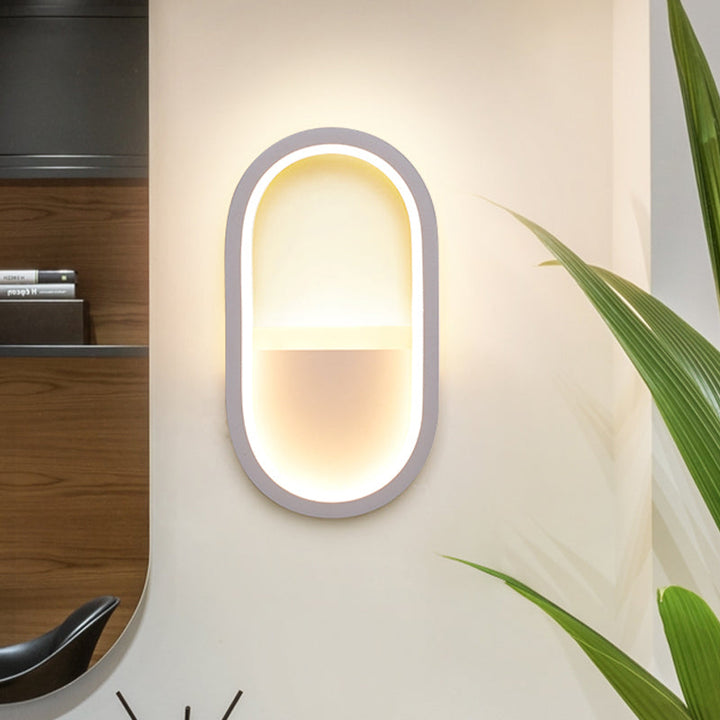 Oval Wall Light Fixture Contemporary Acrylic Black/White LED Wall Sconce in Warm/White Light | Kalsten