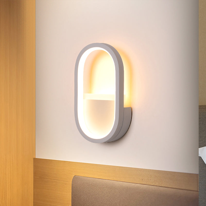 Oval Wall Light Fixture Contemporary Acrylic Black/White LED Wall Sconce in Warm/White Light | Kalsten