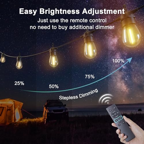 BowLift | 52FT Solar String Lights for Outdoor with Remote Control, Warm White