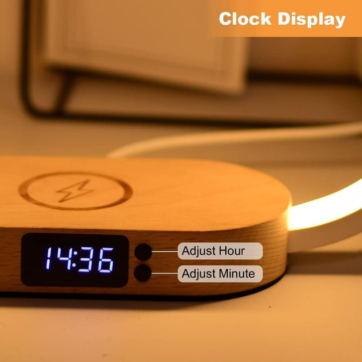 Wireless charging bedside lamp with clock – Lumora
