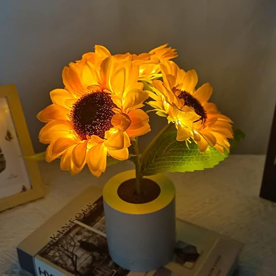 LED Sunflower Table Lamp - Decorative Lighting Fixture for Home Decor & Nightstand Use | Kalsten