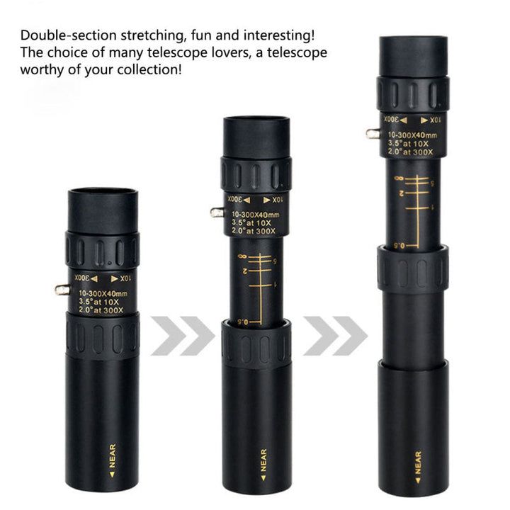 Kalsten | High-Power Monocular Telescope | 10–300X Zoom | Night Vision | Waterproof | Smartphone Adapter Compatible