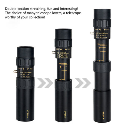 High-Performance Monocular Telescope | 10-300x Zoom | Night Vision | Waterproof | Compatible with Smartphone Adapter