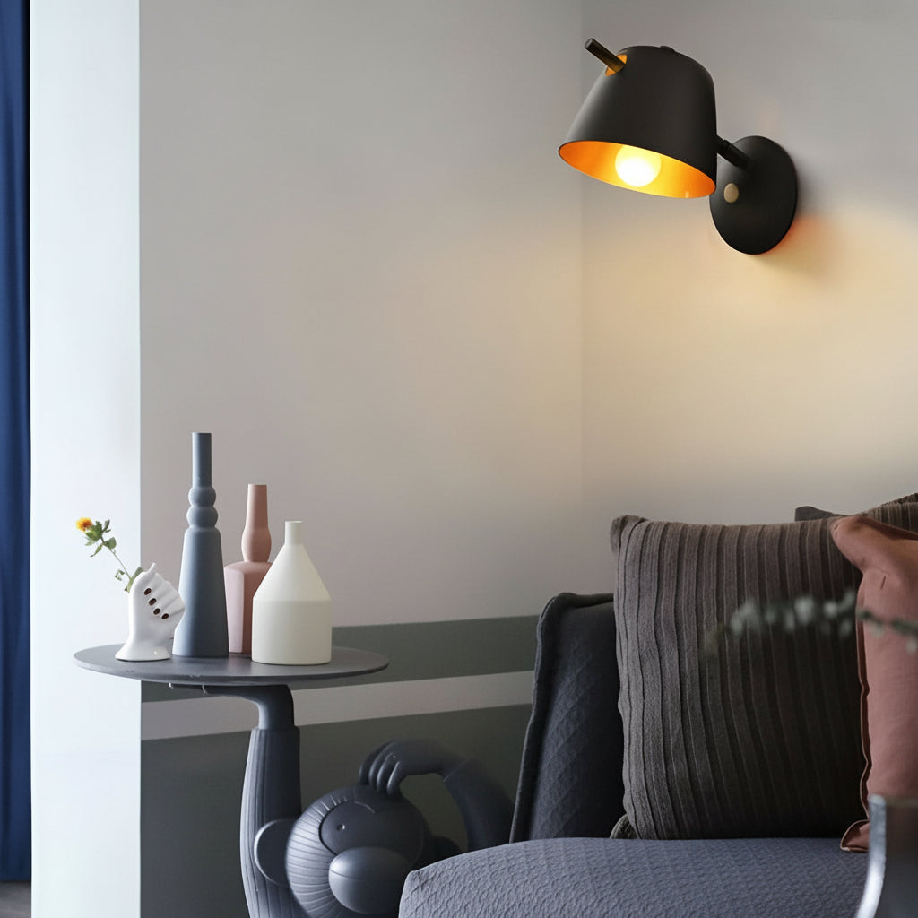 Metal Wall Sconce – Nordic Hat Style Matte Iron E27 (15x28cm) | Kalsten
