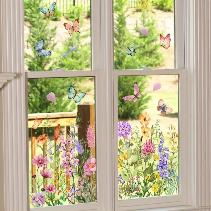 Kalsten | 💐 Colorful Floral Bouquet Window Sticker 🖼️ (Removable without leaving marks)