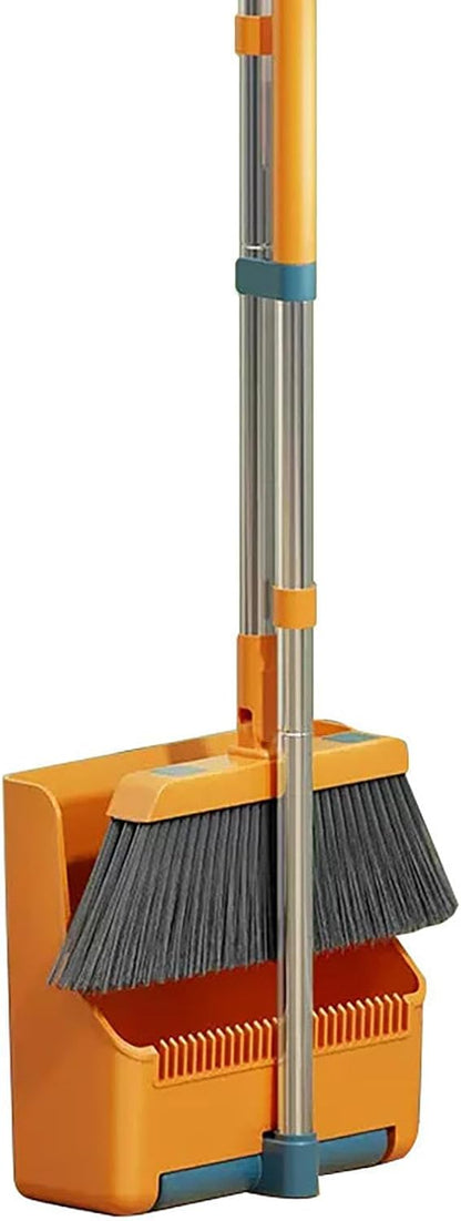 Skanto | Large Broom and Dustpan Set – Long Handle with 180° Rotating Broom Head – Clavira