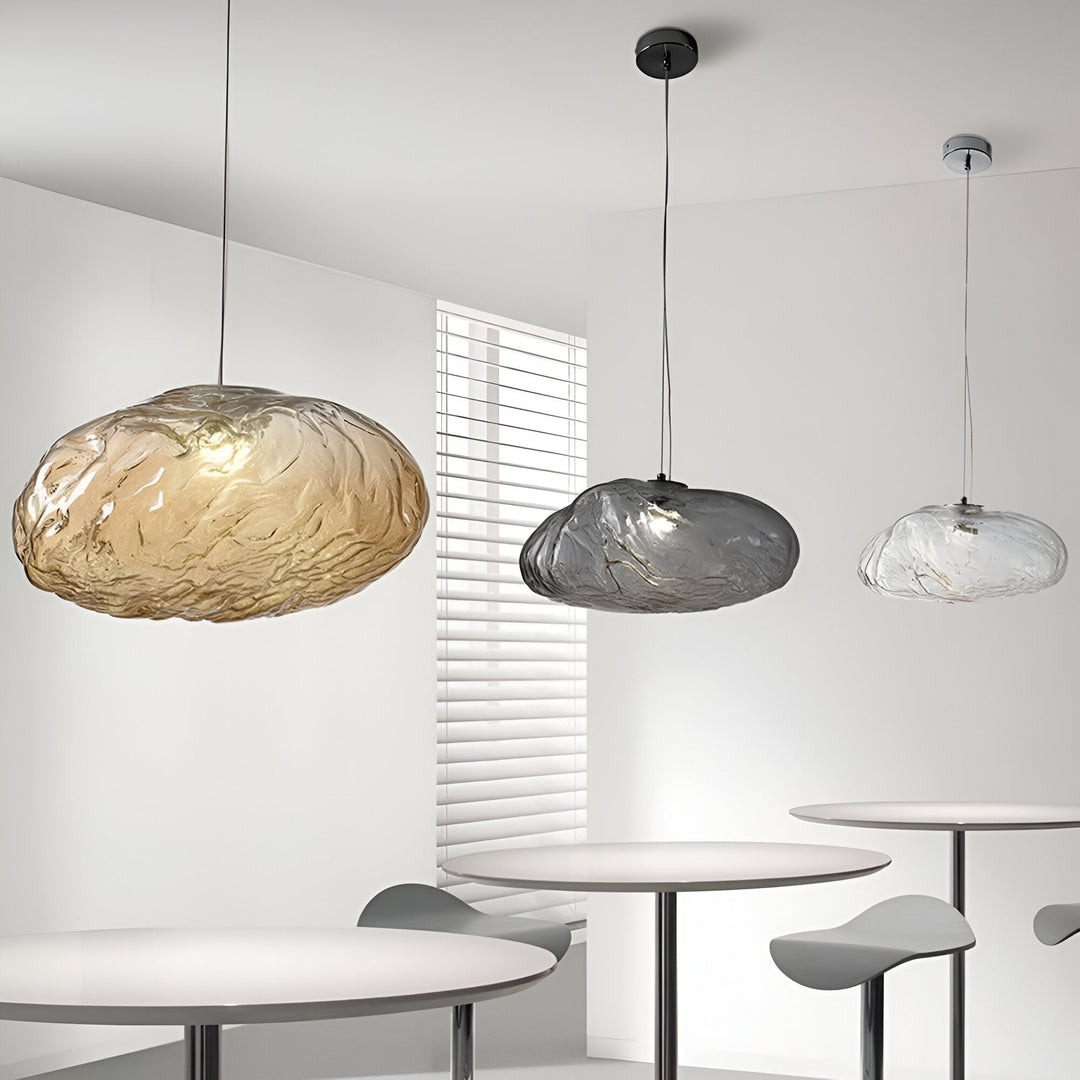 Pendant Light Glass Cloud 15.7 in Amber Dining Room Kitchen Island Hanging Ceiling Lamp Minimalist Nordic Artistic Fixture | Kalsten