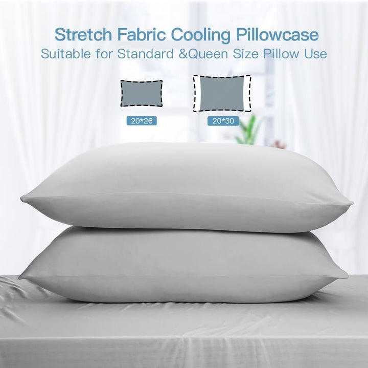 2-Pack Cooling Pillowcases – Q-Max >0.5 , Anti-Static, Hidden Zipper,, Color Gray | Kalsten