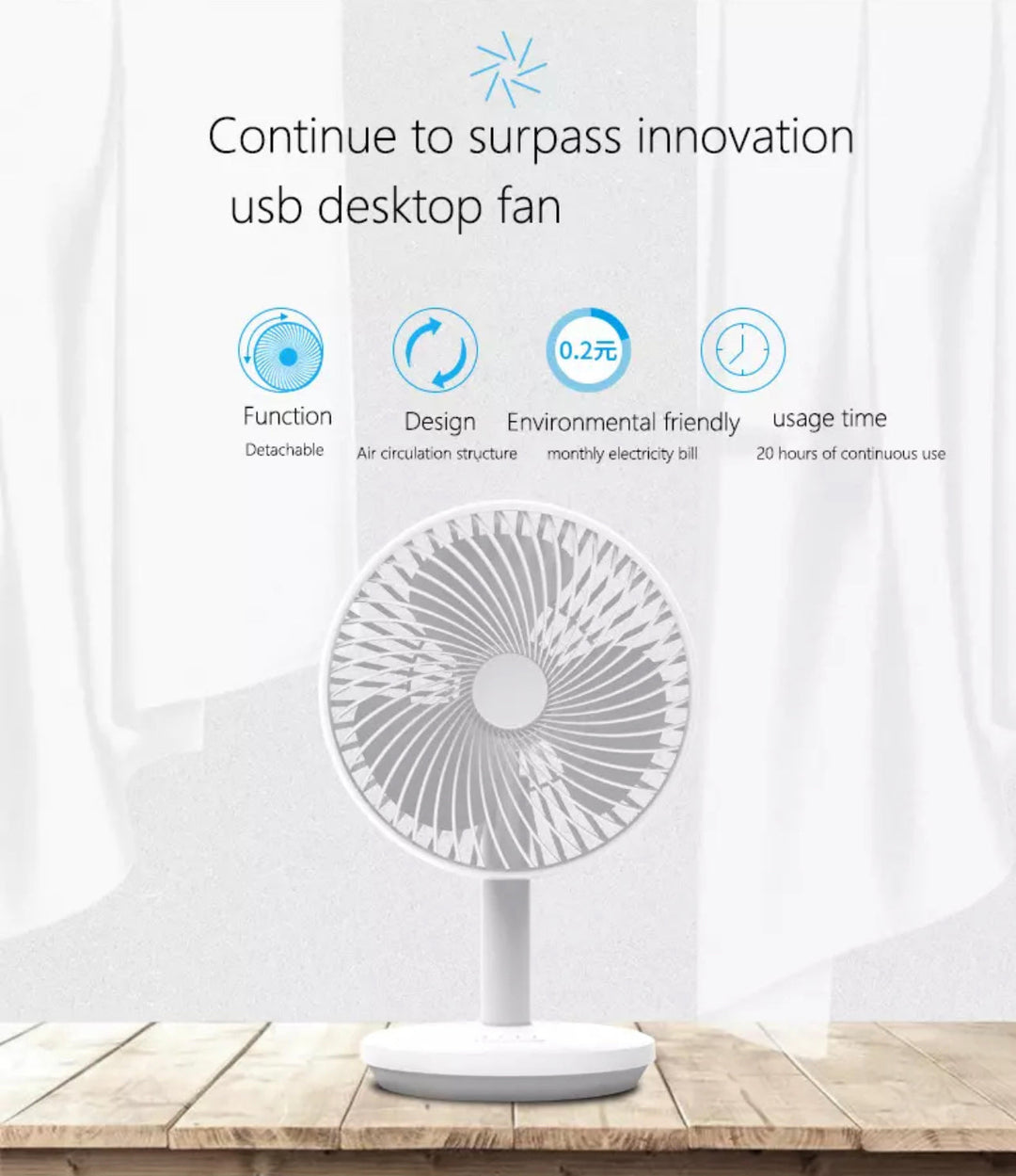 Rechargeable Mini USB Desktop Fan | Kalsten