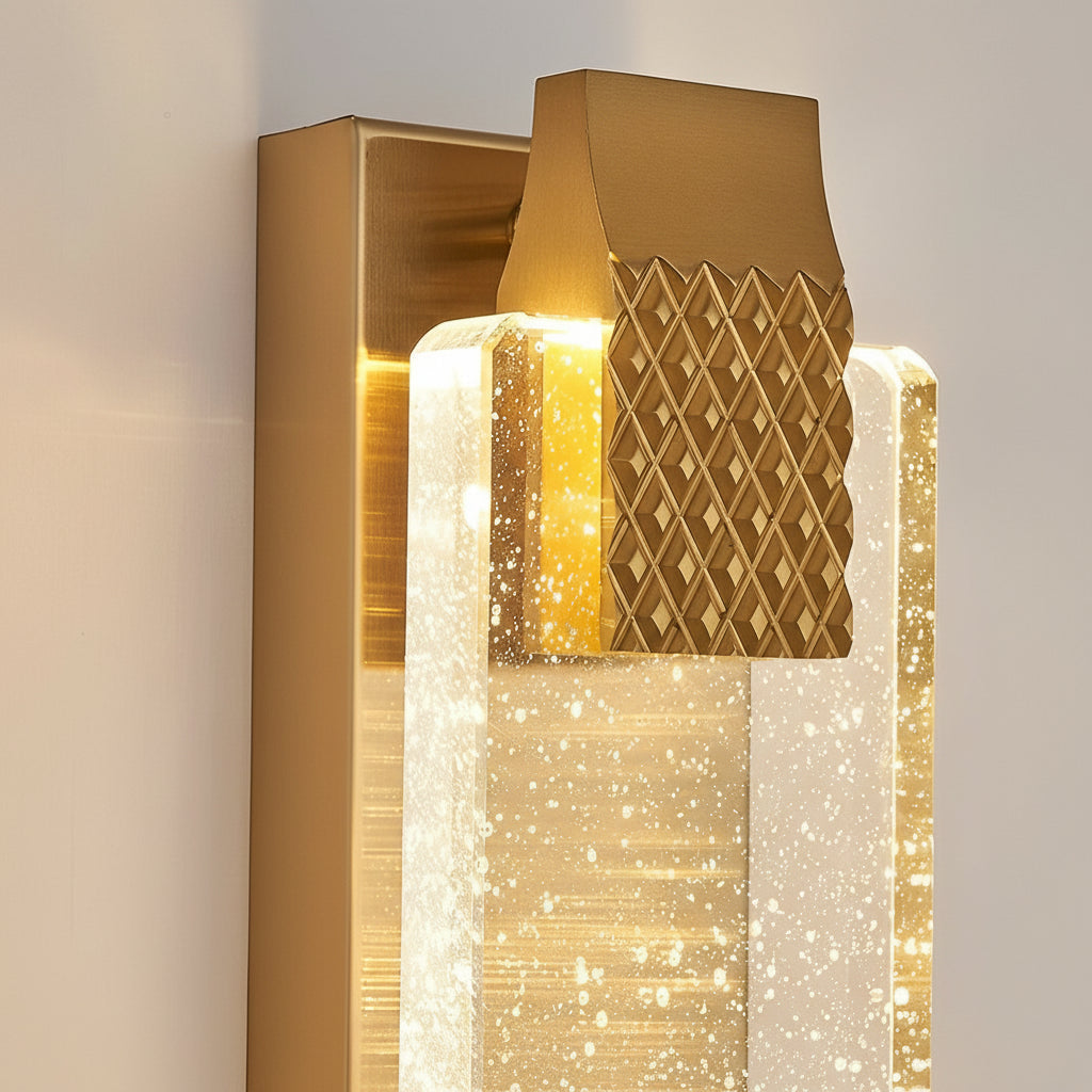 Modern Crystal Bubble LED Wall Sconce – Luxury 3-Color Dimmable Strip Lamp (Black/Gold) | Kalsten