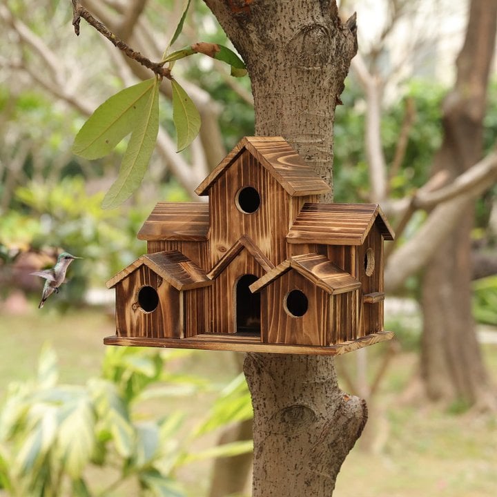 Handmade Wooden Birdhouse – 6 Holes