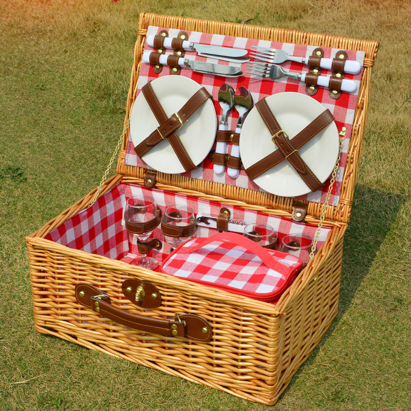Ladies picnic basket with complete dinnerware set and practical carrying strap Kalsten