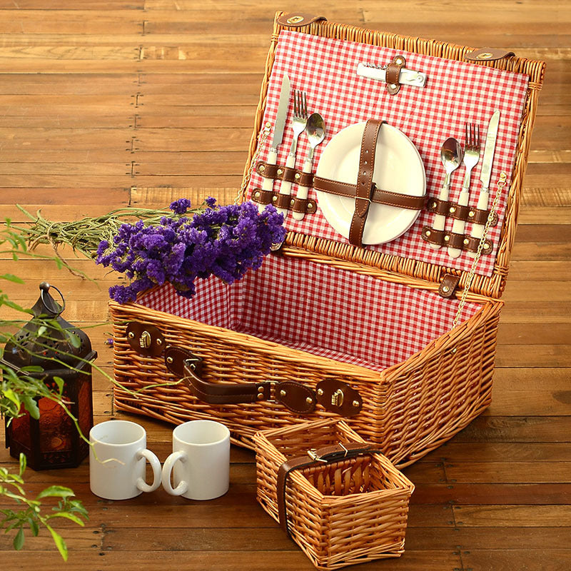 Women's picnic basket with integrated dish set and stylish floral lining Kalsten