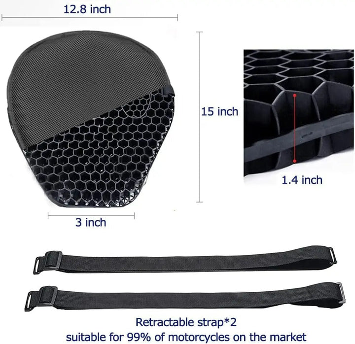 Kalsten | HoneyRide – 3D Honeycomb Shock-Relief Motorcycle Seat Cushion