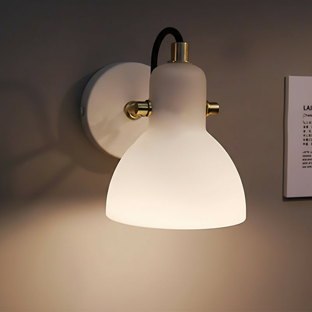 LED Wall Sconce Light – Modern Nordic Rotatable White Glass (18x12cm / 7.1x4.6in) | Kalsten