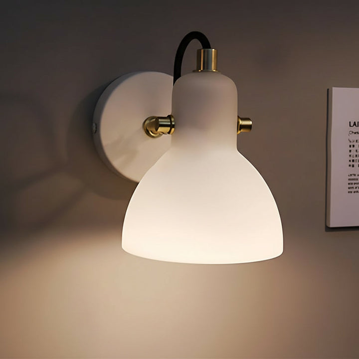 LED Wall Sconce Light – Modern Nordic Rotatable White Glass (18x12cm / 7.1x4.6in) | Kalsten