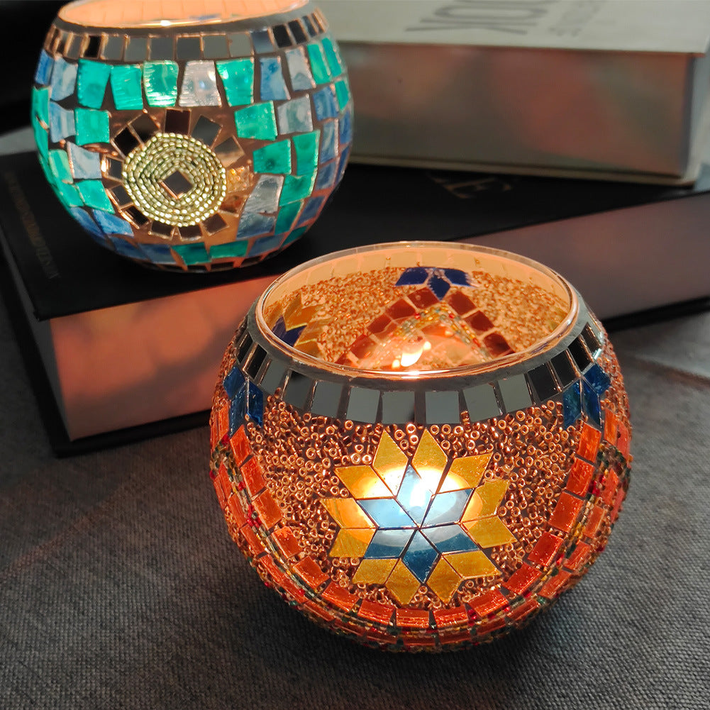 Kalsten | European Retro Glass Mosaic Tealight Holder