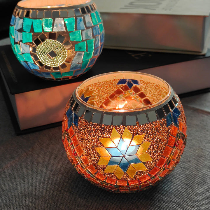 Kalsten | European Retro Glass Mosaic Tealight Holder