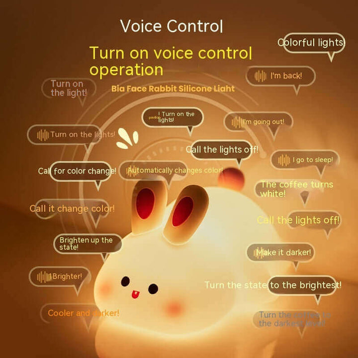 Cute LED Night Light Touch Sensor Cartoon Kid's Nightlights Big Face Rabbit Silicone Night Light Christmas Gift Bedside Lamp Home Decor | Kalsten