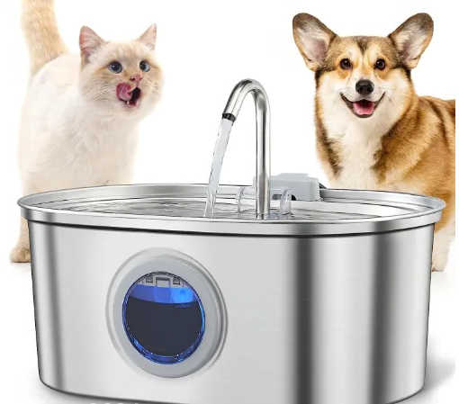Kalsten | Ultra-Quiet Stainless Steel Pet Water Fountain with Triple Filtration System - 108.2oz Capacity for Cats and Dogs