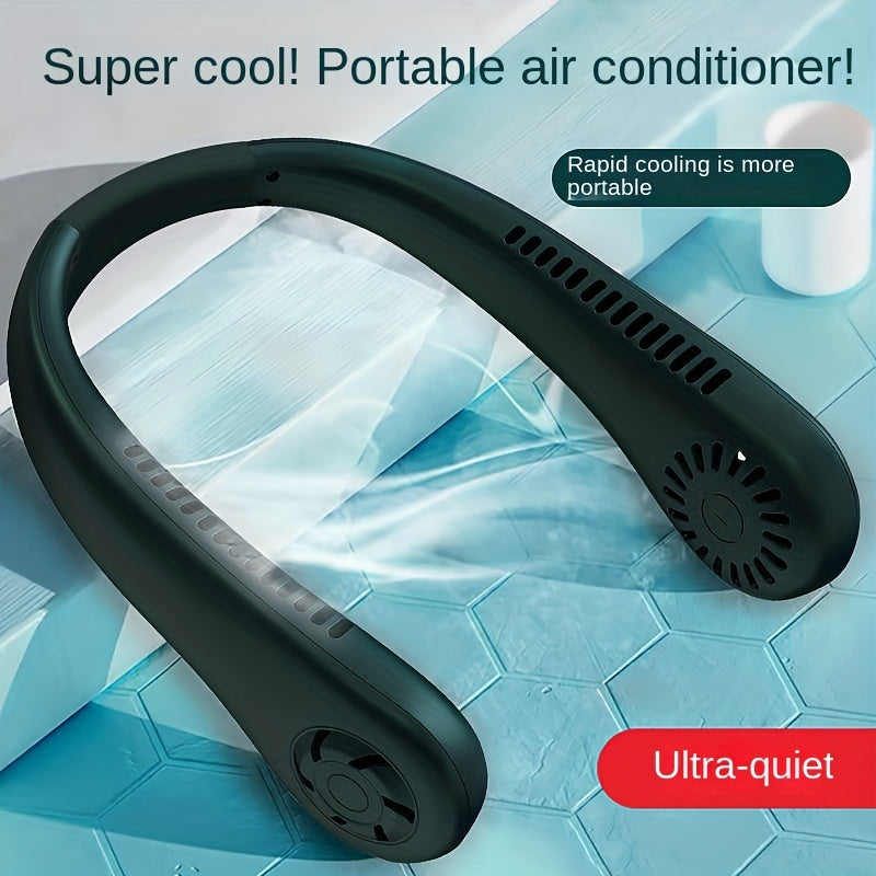 1pc Hands-Free Portable Neck Fan - Rechargeable, Leafless, and USB Powered - Perfect for Desk and Travel Use | Kalsten