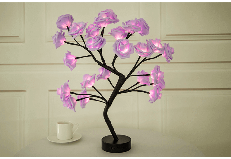 Rose Flower Lamp USB Battery Operated LED Table Lamp Bonsai Tree Night Lights Garland Bedroom Decoration Lights Home Decor | Kalsten