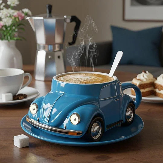 Kalsten | RetroCar Ceramic Coffee Mug – Unique 3D Design for Coffee & Tea